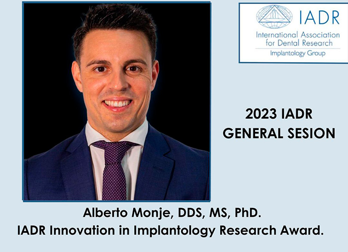 La prestigiosa asociación IADR premia al Dr. Alberto Monje en su Encuentro Anual