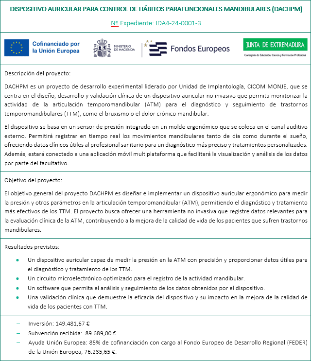 Dispositivo auricular para control de hábitos parafuncionales mandibulares (DACHPM)